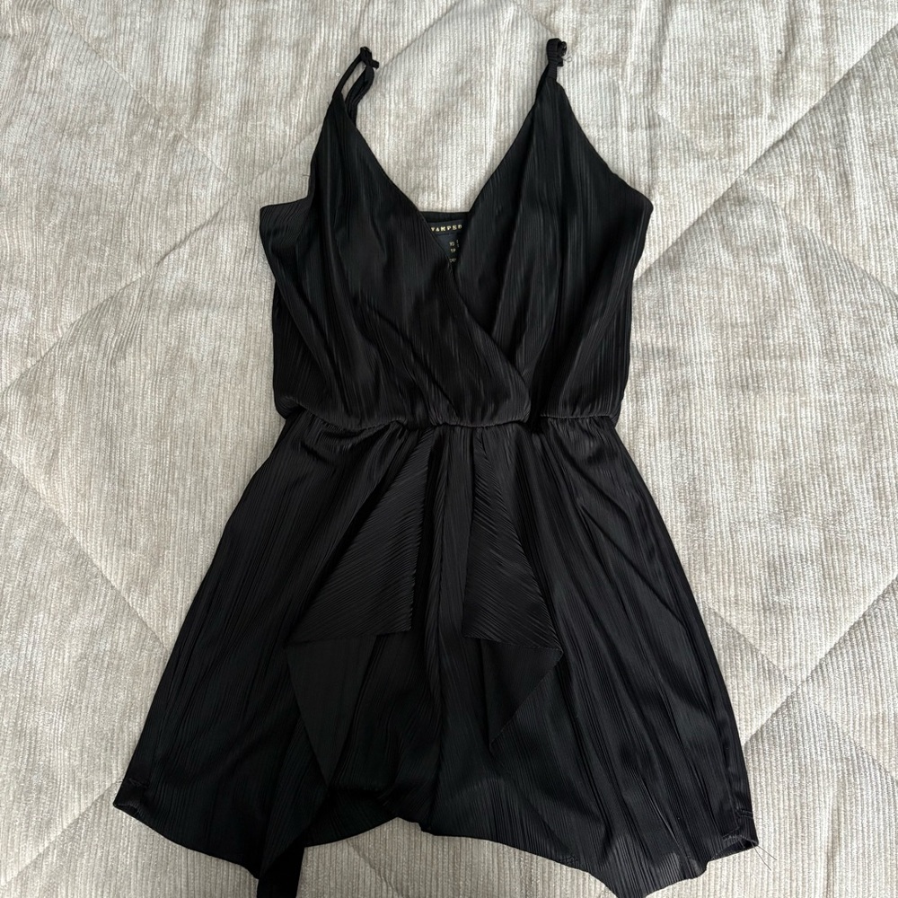 Revamped Black Pleated Romper